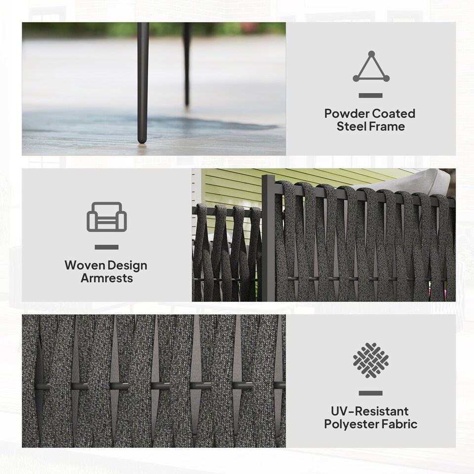 image 1 of Outsunny 4 Piece Outdoor Garden Furniture Set with Cushions, 4 Seater Garden Sofa Set with Loveseat, Armchairs and Faux Marble Top Table, Outdoor Furniture Set for Patio, Conservatory, Light Grey