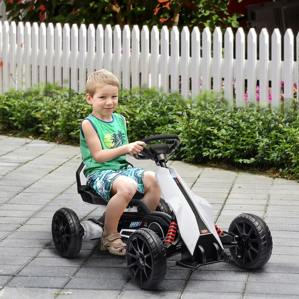 image 1 of HOMCOM 12V Electric Go Kart w/ Forward Reversing 2 Speeds for 3-8 Yrs White