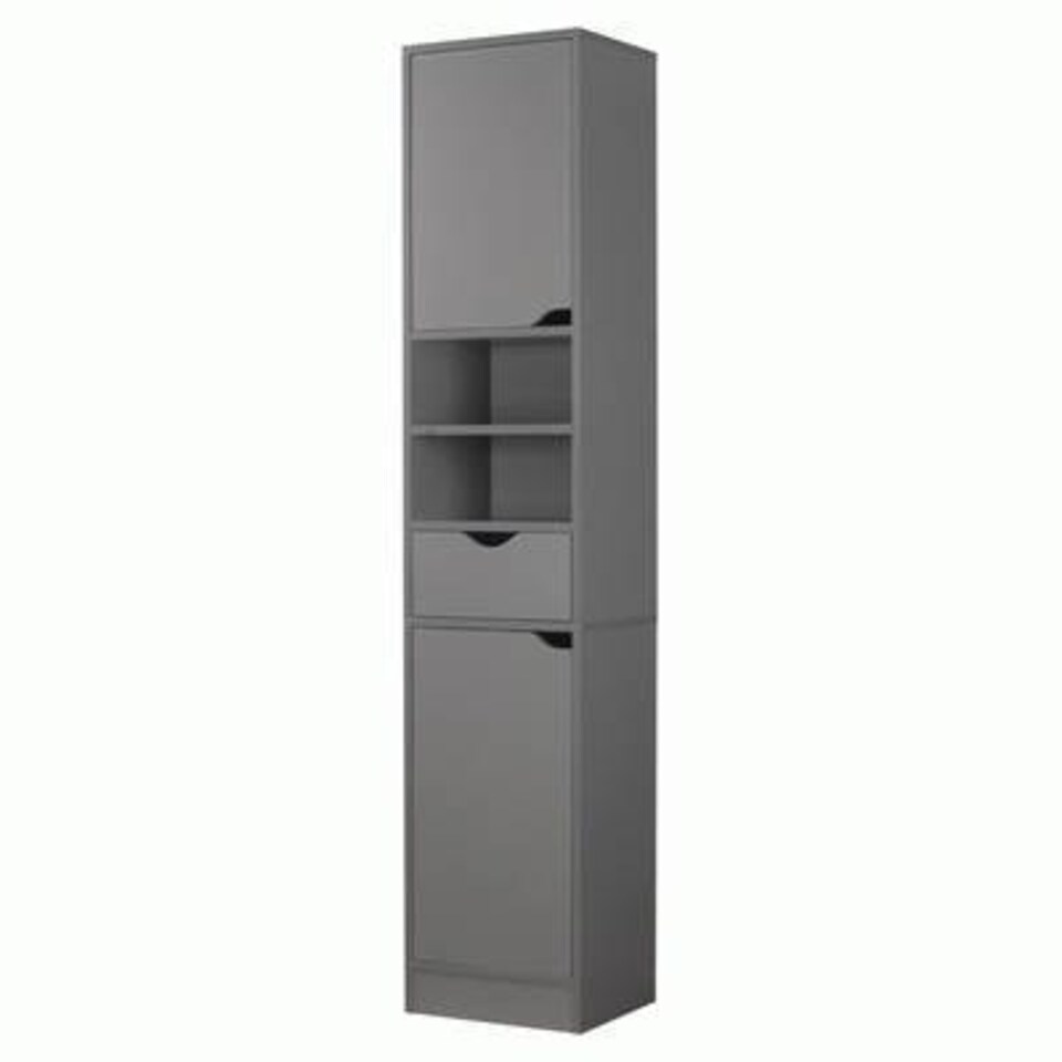 image 1 of 2 Door 1 Drawer Bathroom Cabinet White | Grey / Grey