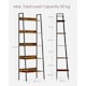 image 2 of 5-Tier Vertical Ladder Shelf Bookcase, Compact Industrial Storage Rack, Rustic Brown and Ink Black