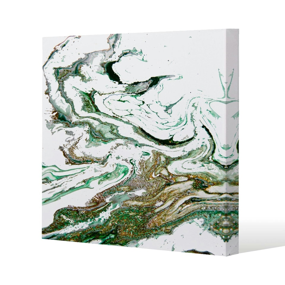 image 1 of Green & Gold Marble (Canvas Print) 114 x 114 x 4cm