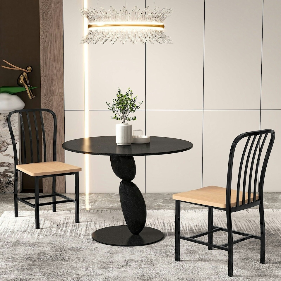 image 1 of COSTWAY Set of 2 Dining Chair Armless Spindle Kitchen Chairs Black