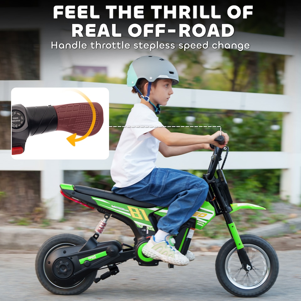 image 1 of AIYAPLAY 24V Battery Powered Ride On Motorcycle with Rear Suspension, Green