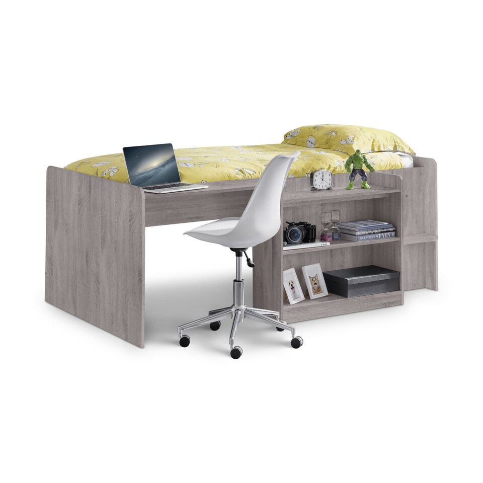 image 1 of Neptune 90cm Single Grey Oak Effect Midsleeper Cabin Bed with Desk