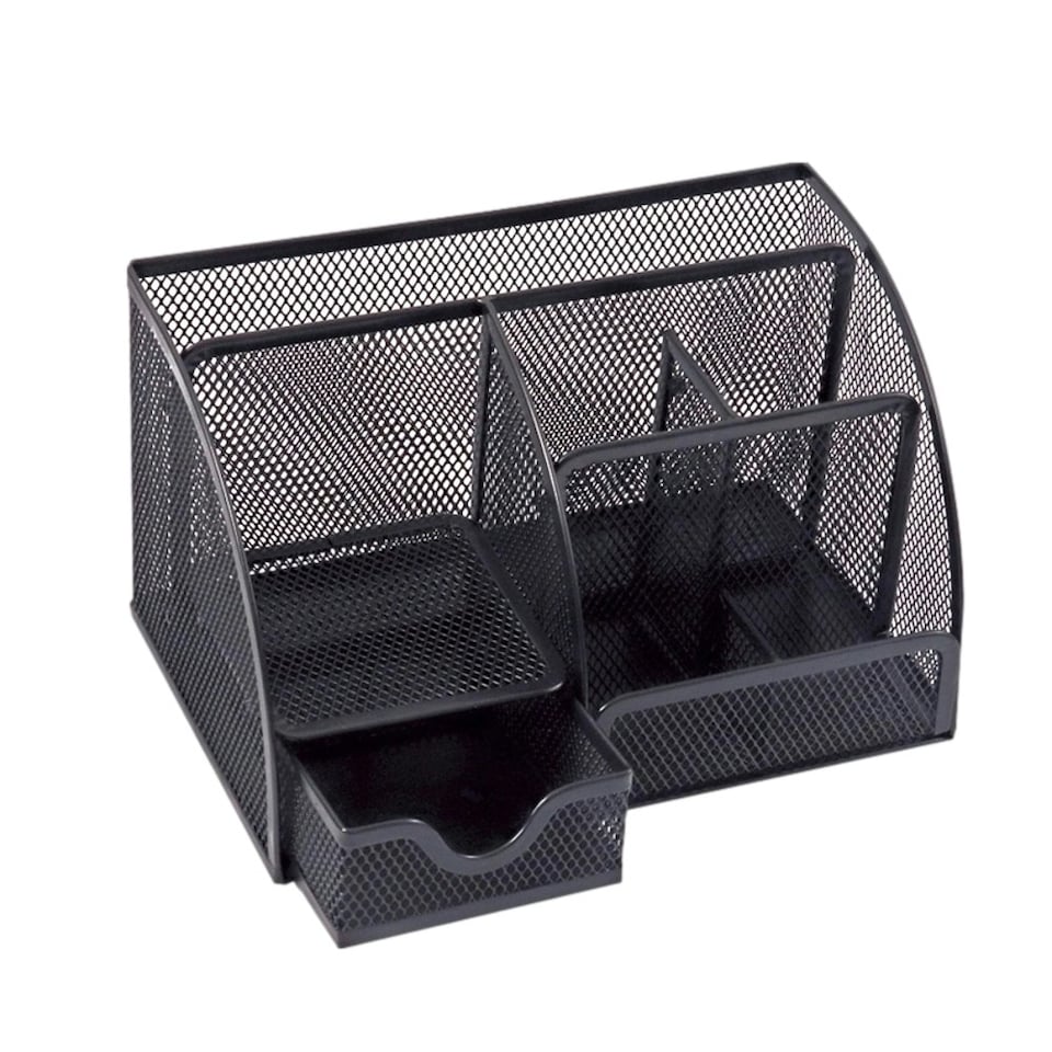 image 1 of 6 Compartment Wire Mesh Desktop Organiser