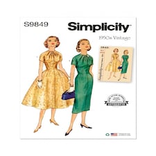 Simplicity 9849 Paper Sewing Pattern – Women’s Dresses & Vintage Style, Size U5 (16–18–20–22–24), Intermediate