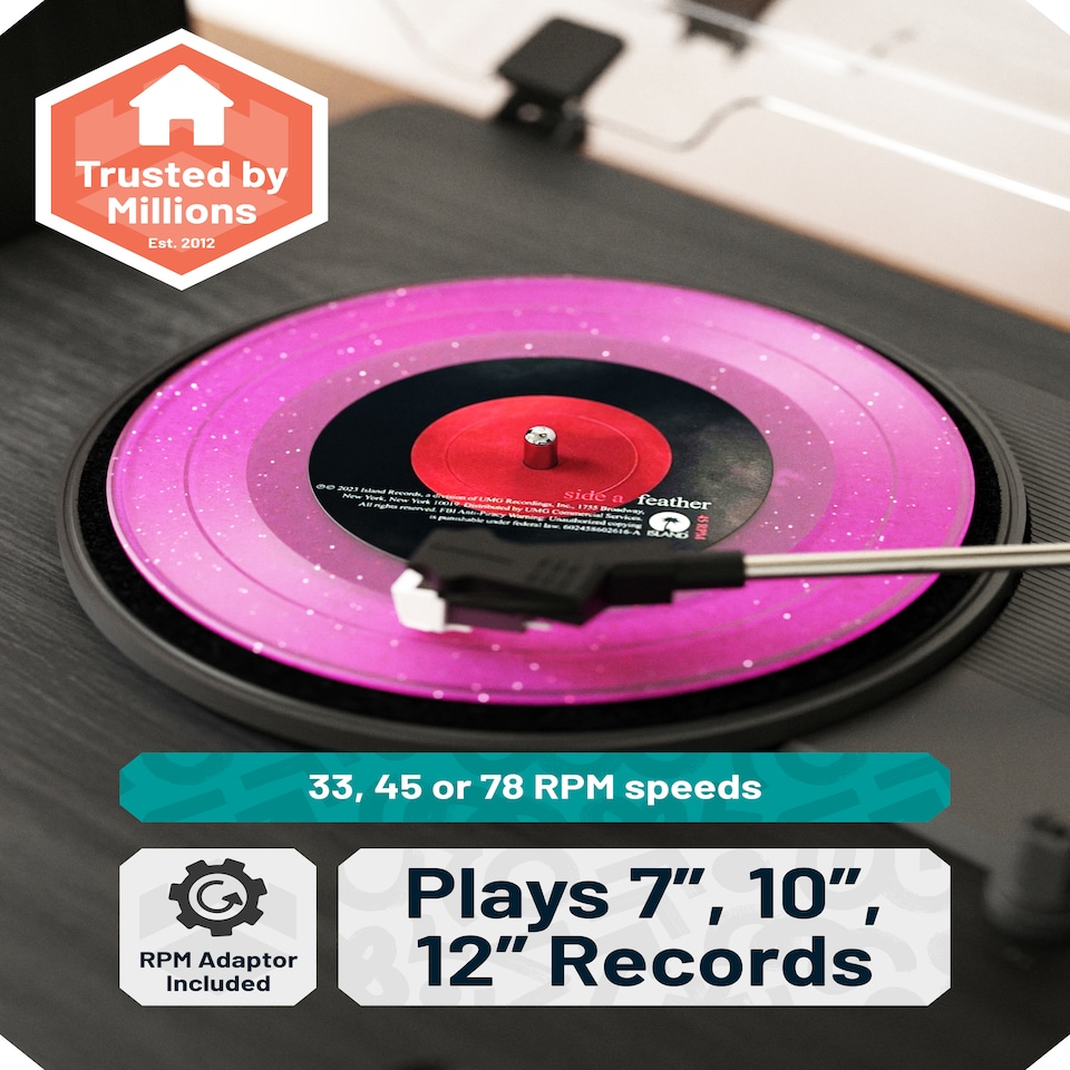 image 1 of Oakcastle TT200 Record Player | Built in Speakers 20W | 33/45/78 RPM | Separate Bookshelf Speakers 50W