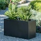 image 4 of Primrose Poly Terrazzo Stone Small Black Outdoor Patio Trough Planter 80cm