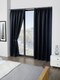 image 2 of Essential Woven Thermal Blackout Pencil Pleat Curtains 228cm x 228cm Black | Black | Black