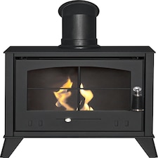OKO S2 Bio Ethanol Stove in Charcoal Grey with Angled Stove Pipe