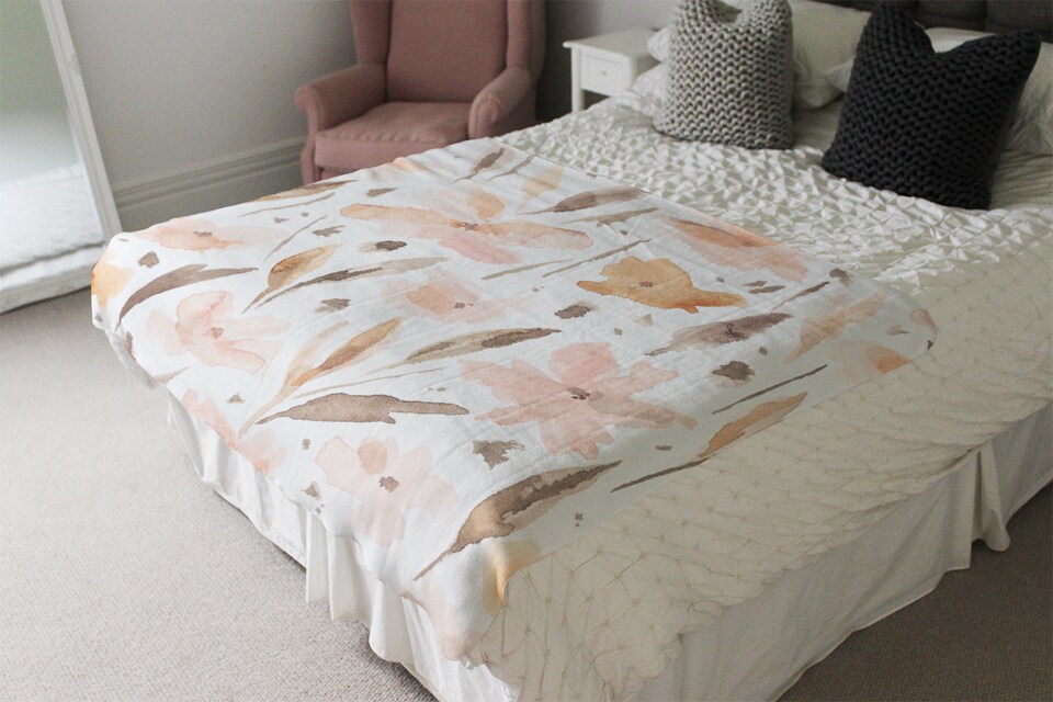 image 1 of Pink Watercolour Blanket | Multi