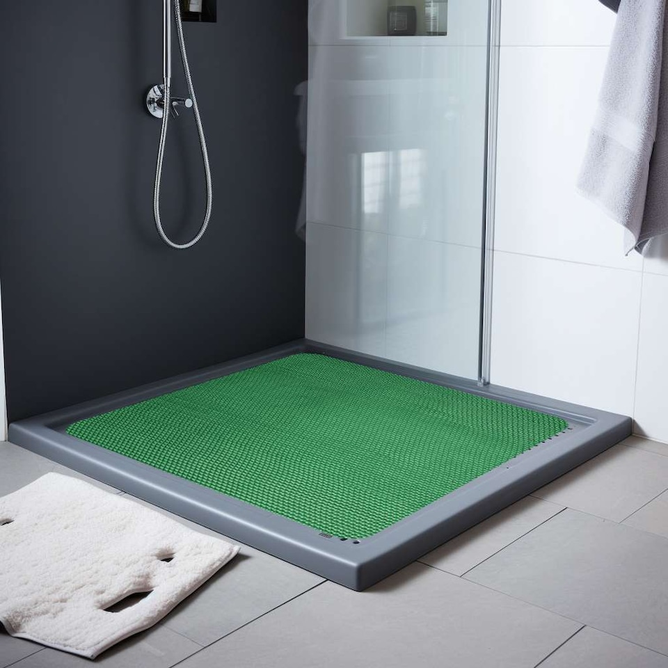 image 1 of Nicoman Reversible Dual-Colour PVC Shower Mat - 53cm x 53cm | Blue | Blue/Green | Square 53x53cm