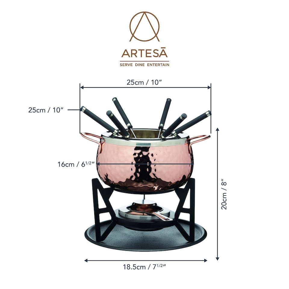 image 1 of Artesà Hand-Finished Copper Effect Fondue Set