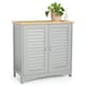 image 1 of VonHaus Shrewsbury Grey Bathroom Storage Cabinet with Wood Effect Top