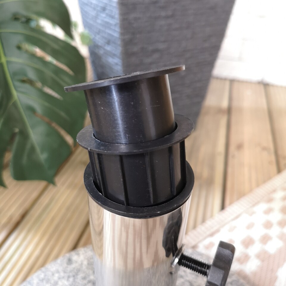 image 1 of 25kg Round Granite Garden Parasol / Umbrella Base Weight Stainless Steel Pole | Grey | Grey