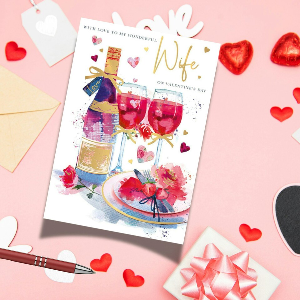 image 1 of Words 'n' Wishes Valentine Day Card for Wife, 23.5 x 16.5 cm,