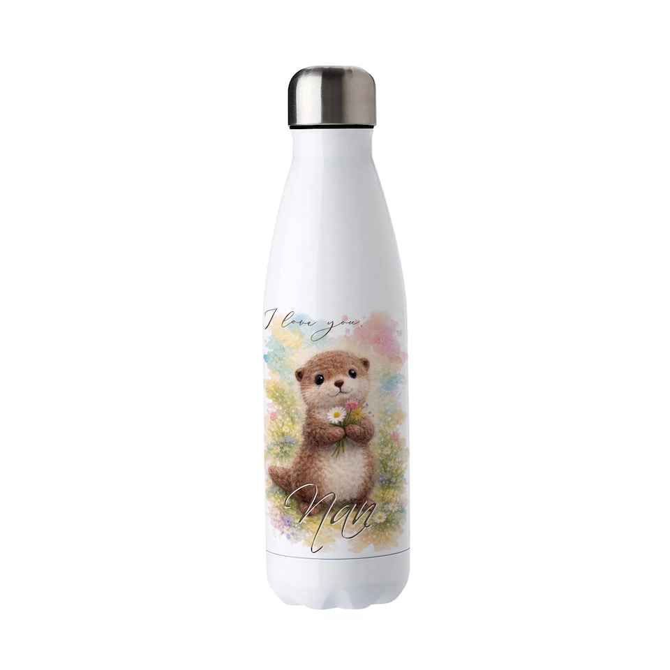 image 1 of Fuzzy Otter Reusable Metal Water Bottle - For Nan