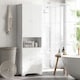 image 2 of HOMCOM 183x60cm Tall Freestanding Bathroom Cabinet Retro 3 Compartments White White