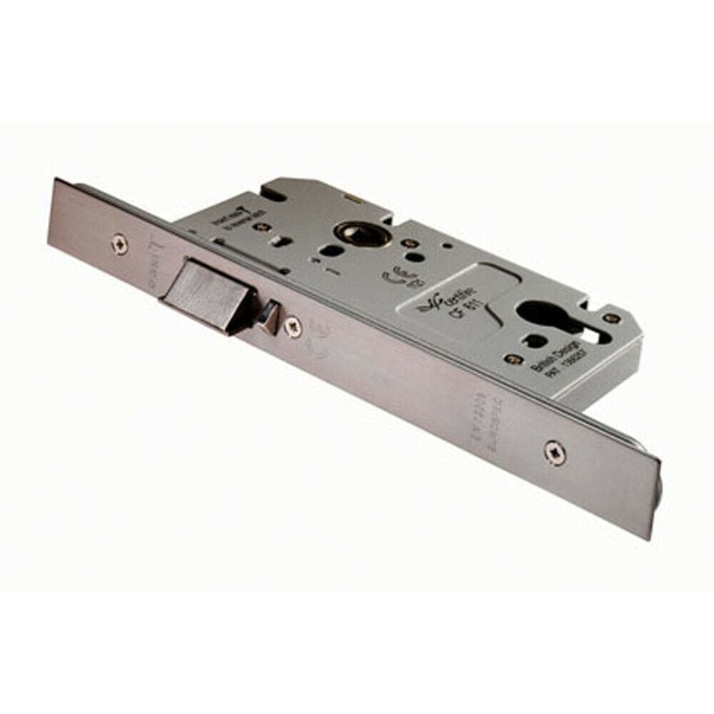 Loops Architectural DIN Euro Profile Nightlatch Square Forend Satin Stainless Steel in Metallics