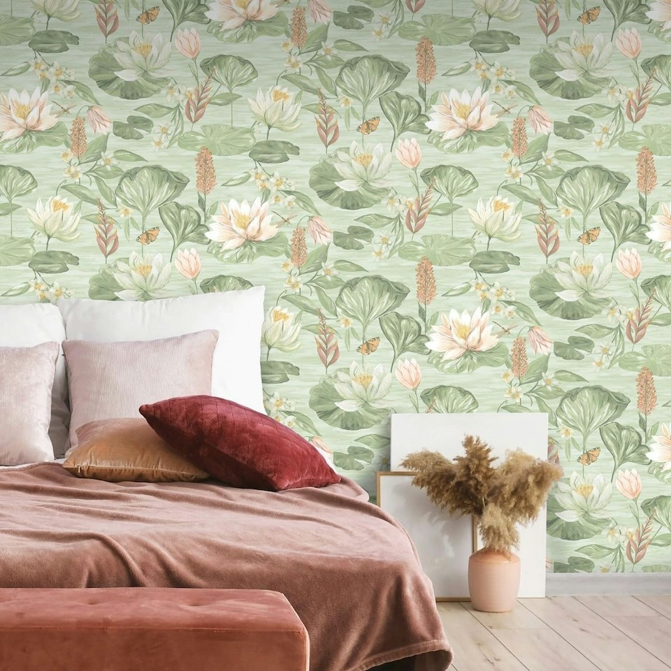 image 1 of Holden Décor Rural Paradise Lily Pads Wallpaper - Green - 10m x 53cm Green