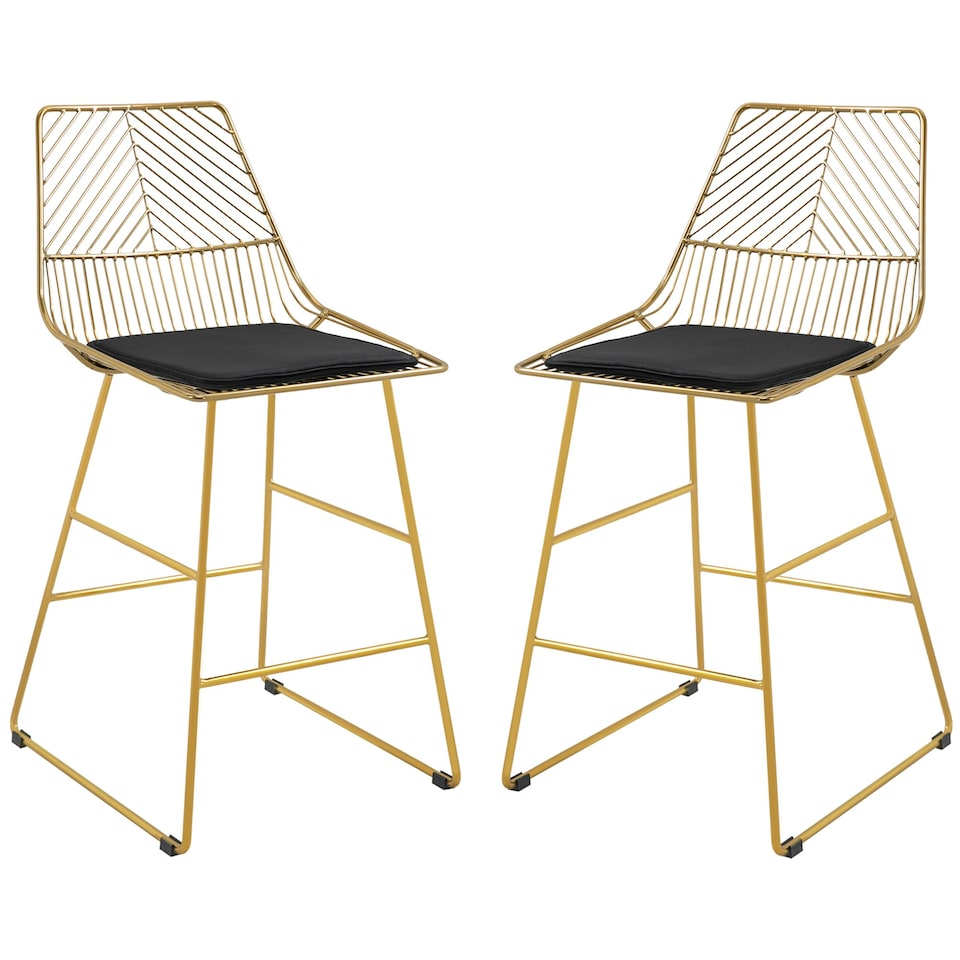 image 1 of HOMCOM Modern Counter Height Bar Stools Set of 2 pcs Wire Metal Barstools