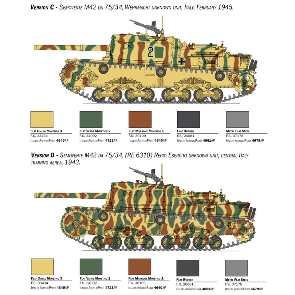 image 1 of Italeri Semovente M42 da 75-34 Italian Tank Military Model Kit 14cm Long Scale 1-35