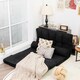 image 3 of COSTWAY Adjustable 6-Position Foldable Lazy Sofa Bed Black Black