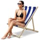 image 4 of Wooden Folding Deck Chair Garden, Beach & Patio Outdoor Chair | Blue