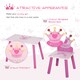 image 7 of HOMCOM 3 Pcs Kids Princess & Crown Chair Table Set Home Furniture 2-4 Yrs | Pink