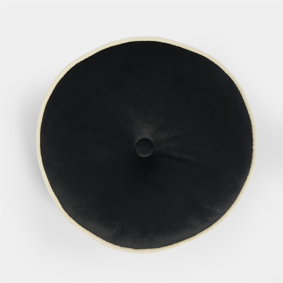 image 1 of OHS Ultra Soft Velvet Round Seat Cushion Pleated Floor Pillow | Multi | Black/White