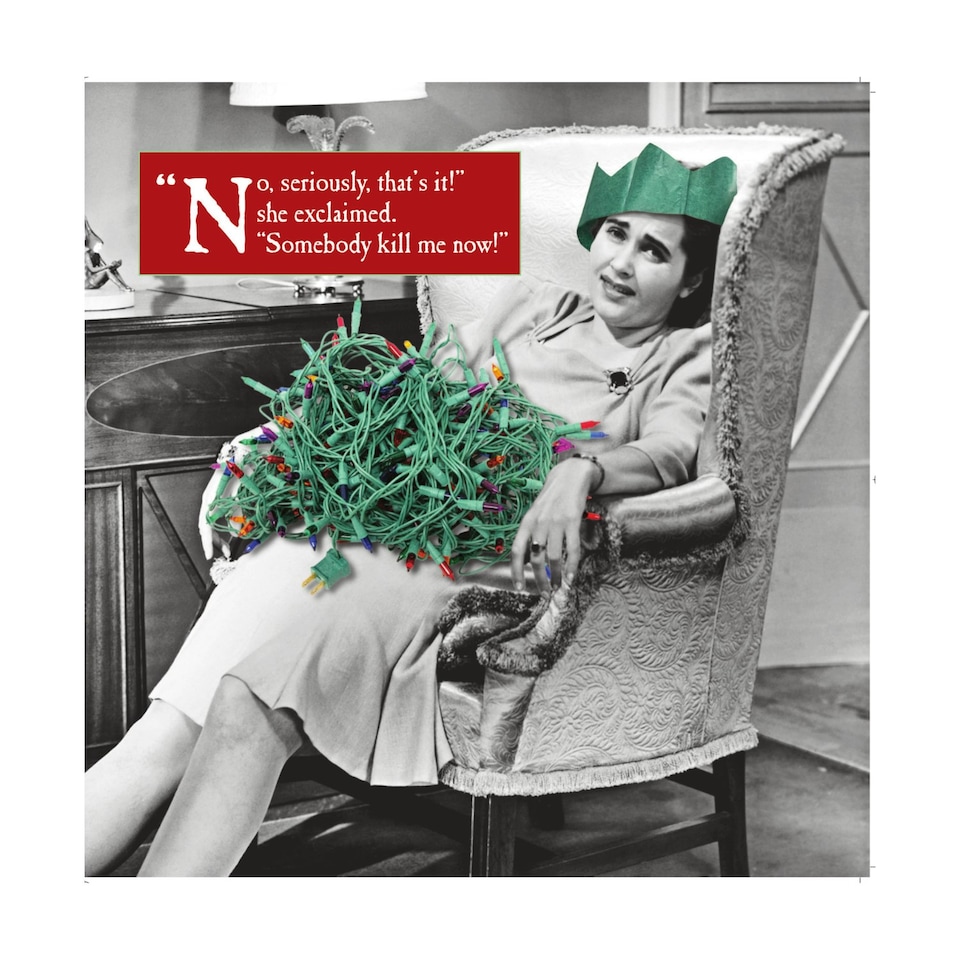 Morphed Christmas Card, Lady with Fairylights, 16.3 x 16.3 cms, Multi-Coloured