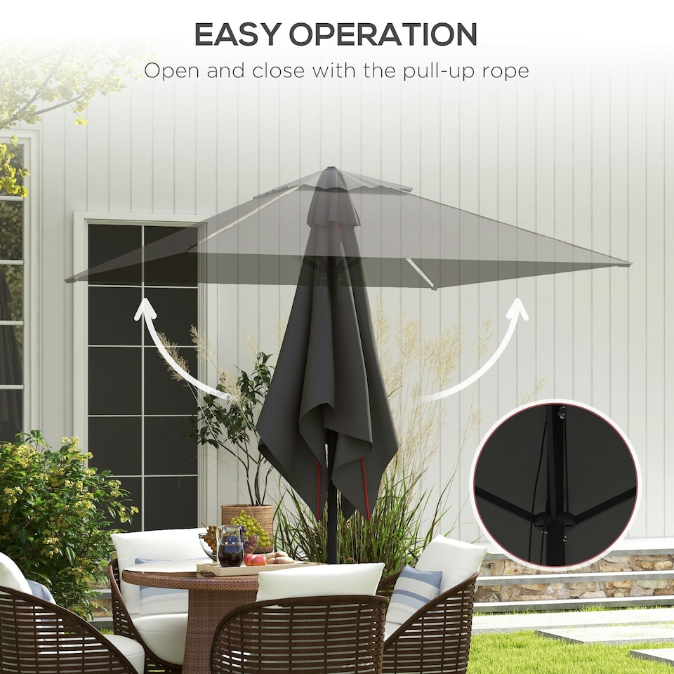 image 1 of Outsunny Sun Parasol with Vent, Table Umbrella for Patio, Garden, Pool, Grey