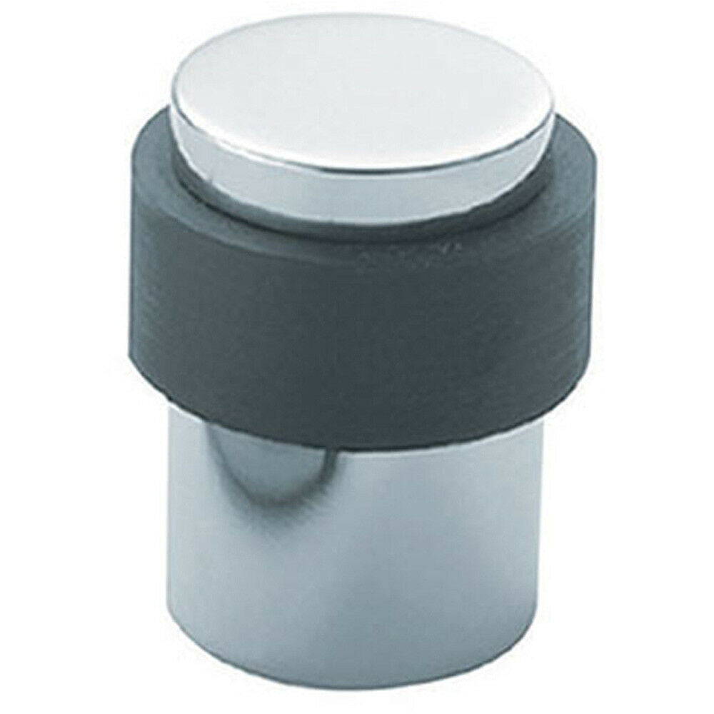 Loops Floor Mounted Pedastal Doorstop with Rubber Buffer 40 x 30mm Bright Steel in Metallics