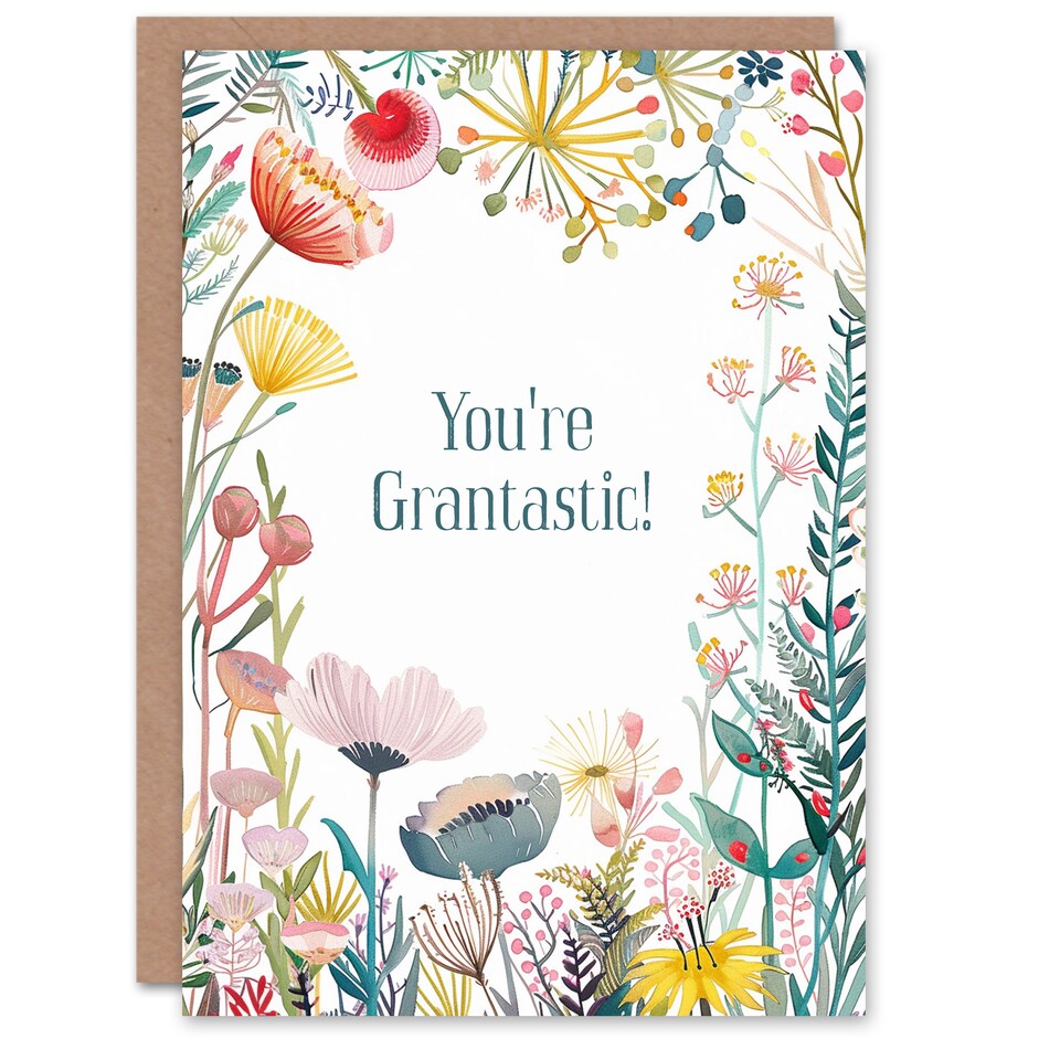 image 1 of Happy Flowers Gran Fantastic Grantastic Fun Birthday Greeting Card