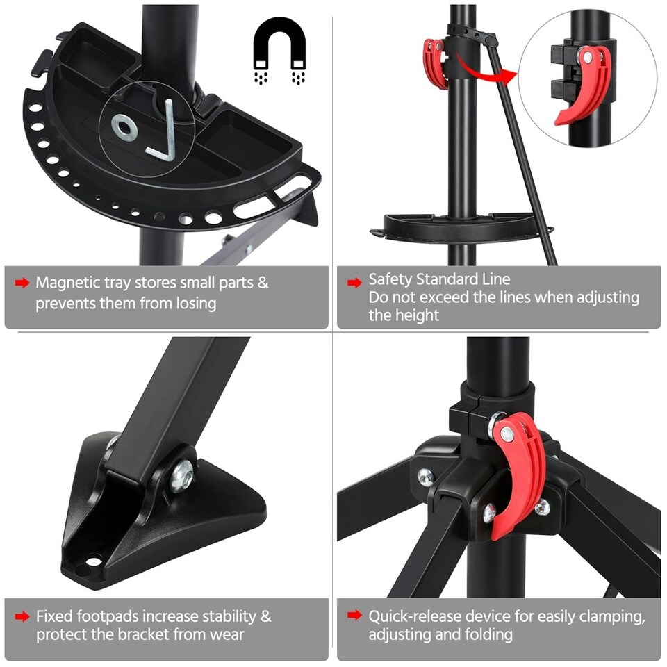 image 1 of Yaheetech Adjustable Bicycle Maintenance Stand with Multiple Quick Release Telescopic Arm