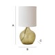 image 6 of ValueLights Emily Natural Linen Drum Shade Dark Green Glass Teardrop Table Lamp Green