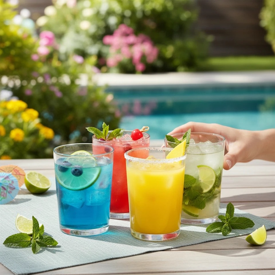 image 1 of Bistro Cocktail Drinking Glasses Beer Tumblers Barware Set | Clear | Clear | Set of 8