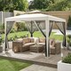 image 2 of Outsunny 3 x 3 m Gazebo, Netting Party Tent w/ Double Tier Roof, Cream White | Cream | Cream White | 297L x 297W x 268H cm