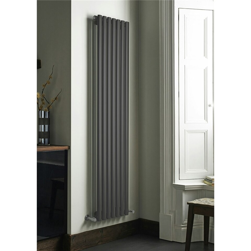 image 1 of 1800mm (H) x 540mm (W) - Anthracite Vertical Radiator (Paris) - DOUBLE Panel - (1.8m x 0.42m) - Depth 79mm