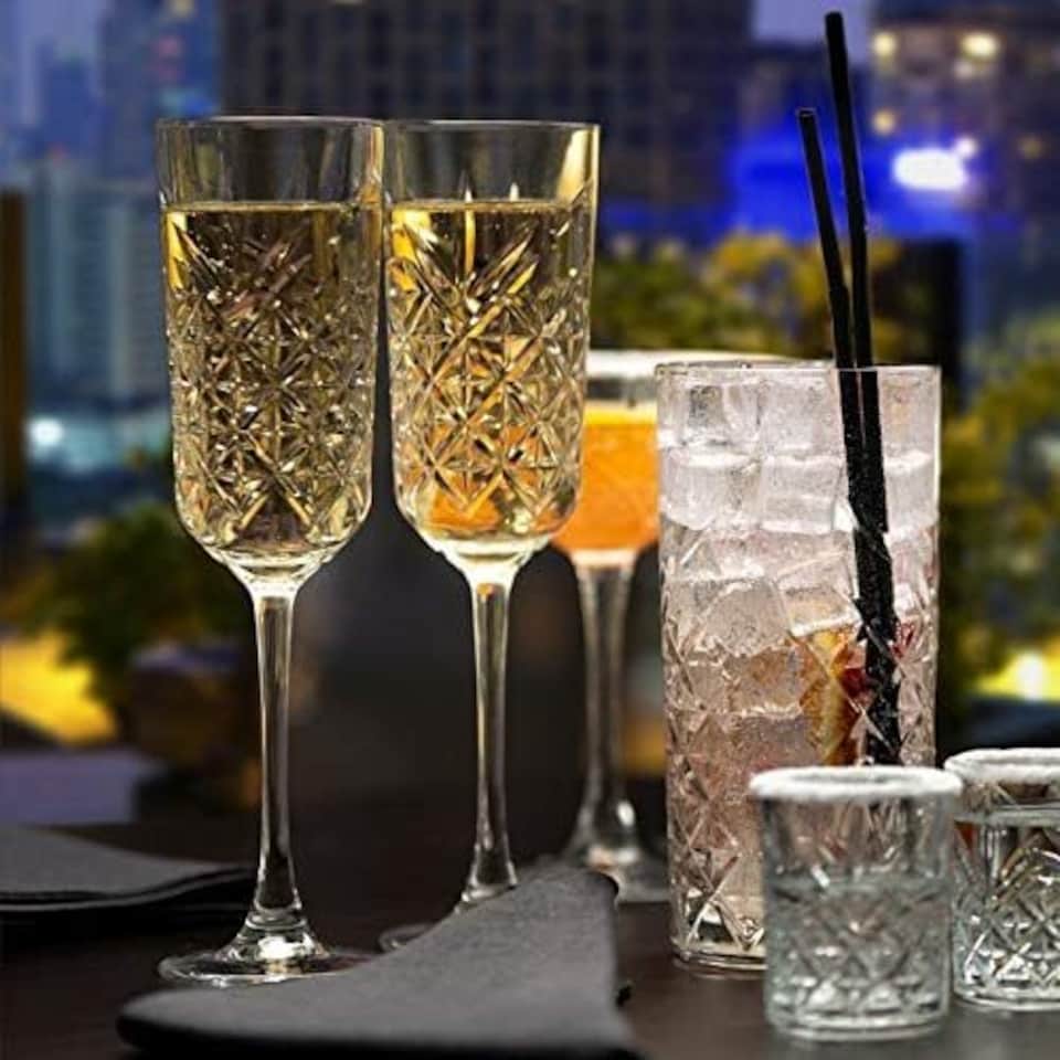 image 1 of 175ml Pasabahce Set of Glass Stemmed Champagne Flutes | Clear | 8 Glasses | 8