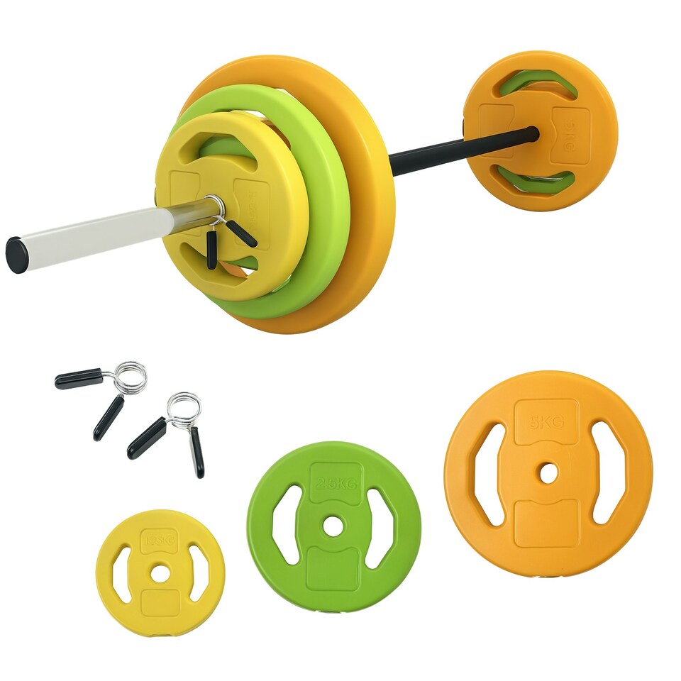 image 1 of HOMCOM 20kg Weights Barbell Set with Non-slip Handle for Strength Training