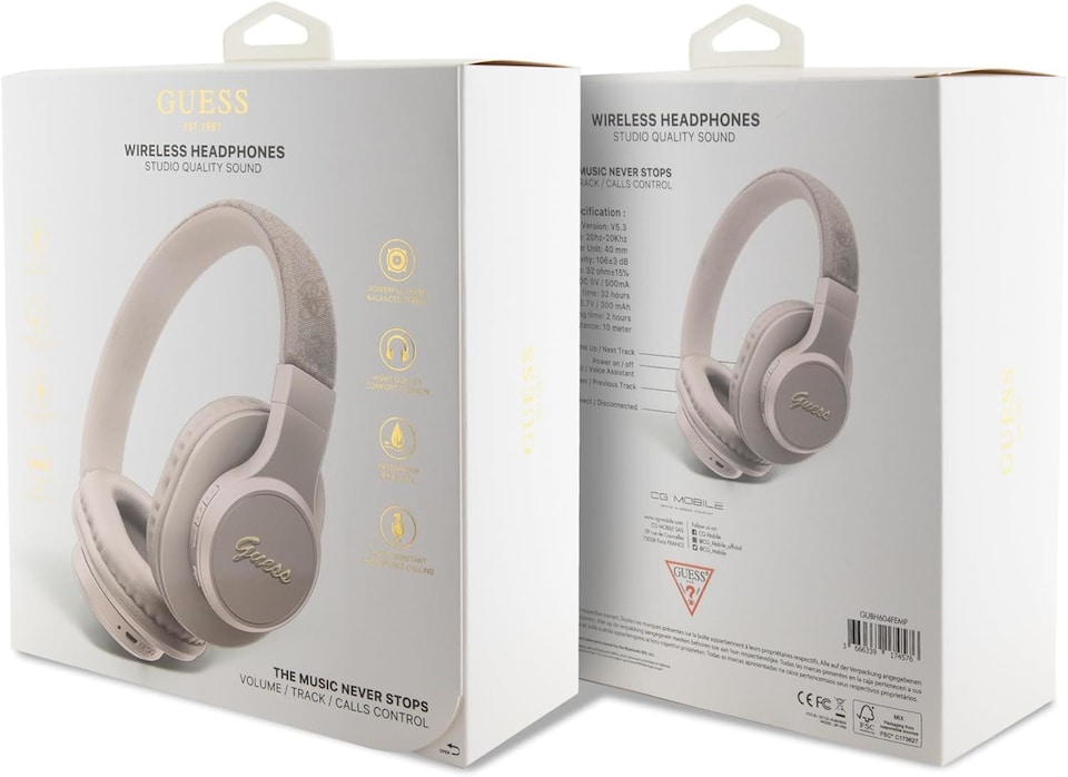 image 1 of Guess 4G Script On Ear Wireless Headphones Pink - GUBH604GEMP