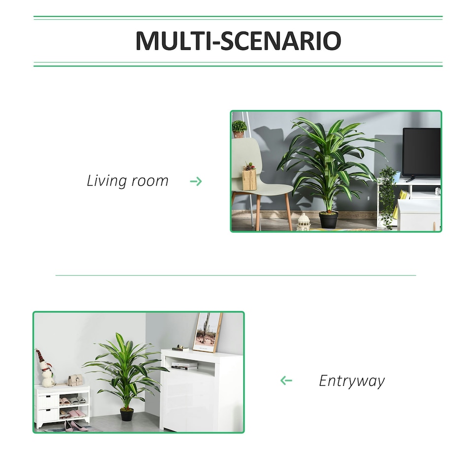 image 1 of Outsunny 110cm/3.6FT Artificial Dracaena Plant Fake Tree Potted Home Office