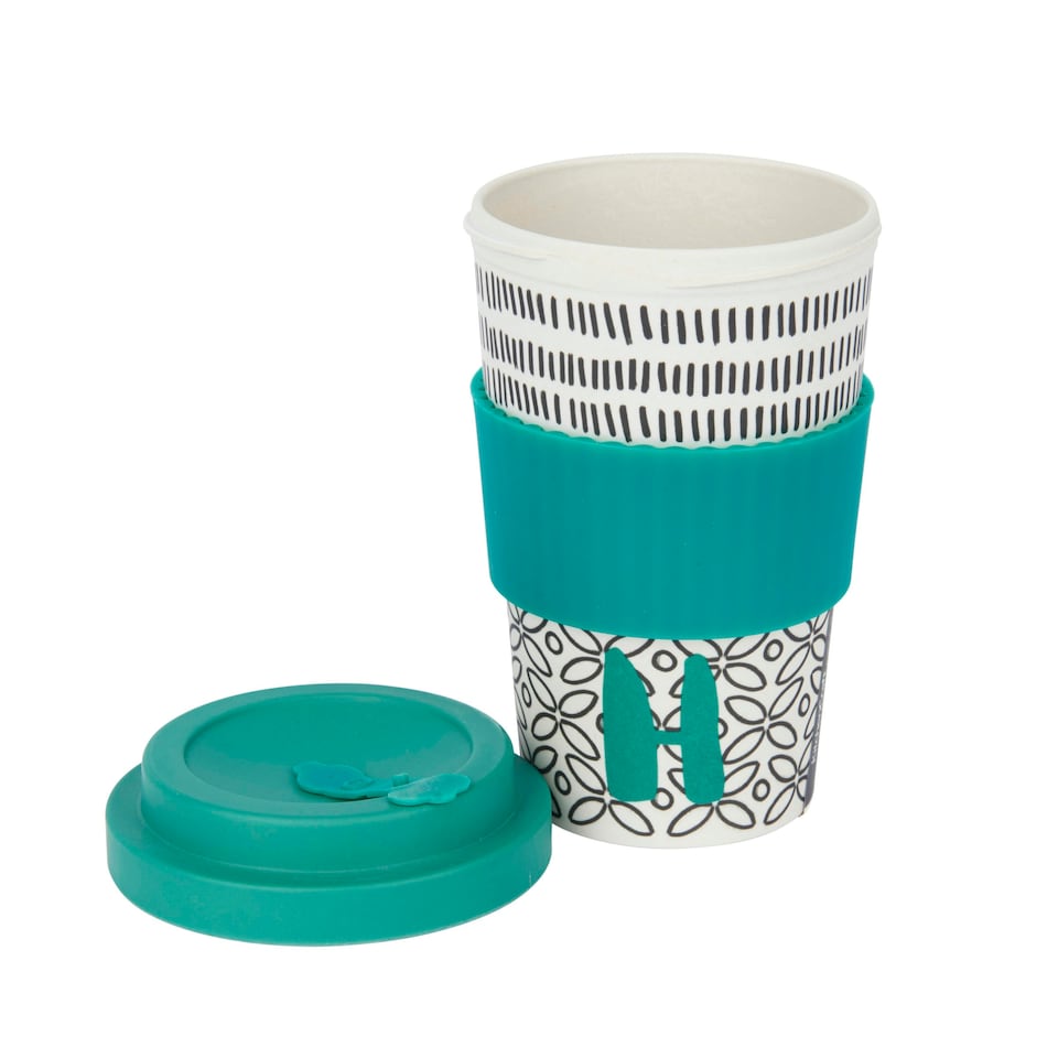 image 1 of KitchenCraft 410ml Bamboo A to Z Letter "H" Reuseable Mug Multi
