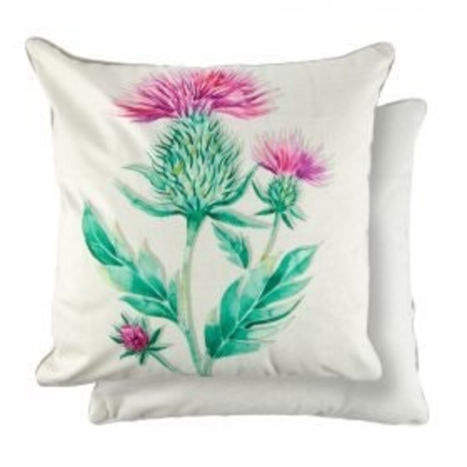 image 1 of Animal Watercolour Printed Cushion 43cm x 43cm Thistle Grey | Grey