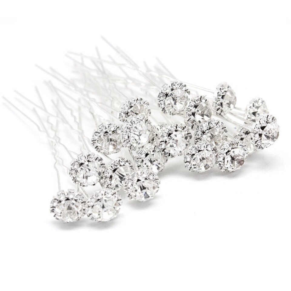 image 1 of Crystal Hair Pins Flower Design For Wedding, Bridal Accessories - 1pc