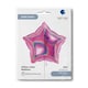 image 3 of Glitter Holographic Fuchsia Hot Pink Star Shape Foil Helium Balloon 46cm / 18 in