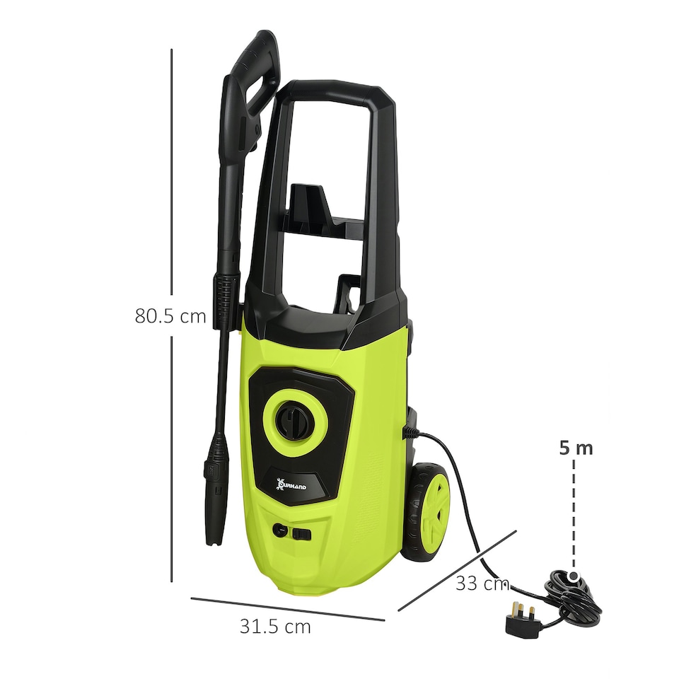 image 1 of DURHAND Portable Power Washer 1800W, 150 Bar, 510 L/h for Garden, Car, Green