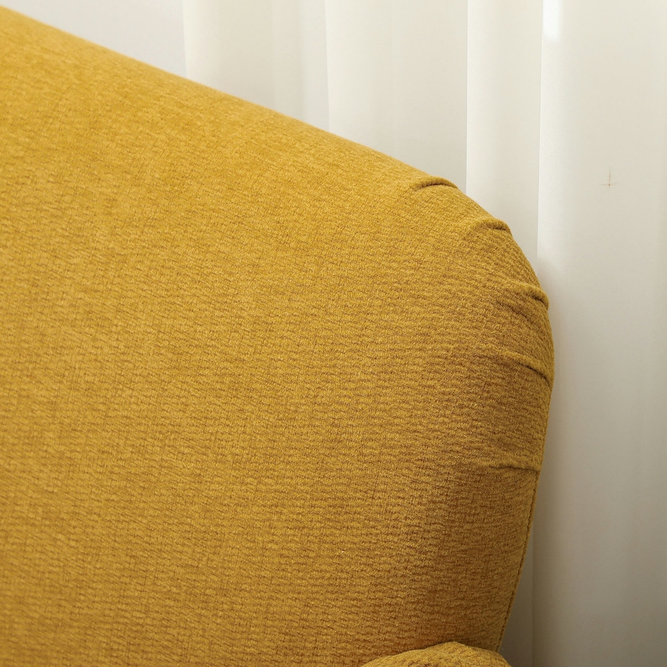 image 1 of HOMCOM 2 Seater Sofa with 21cm Thick Padding and Wood Legs, Yellow