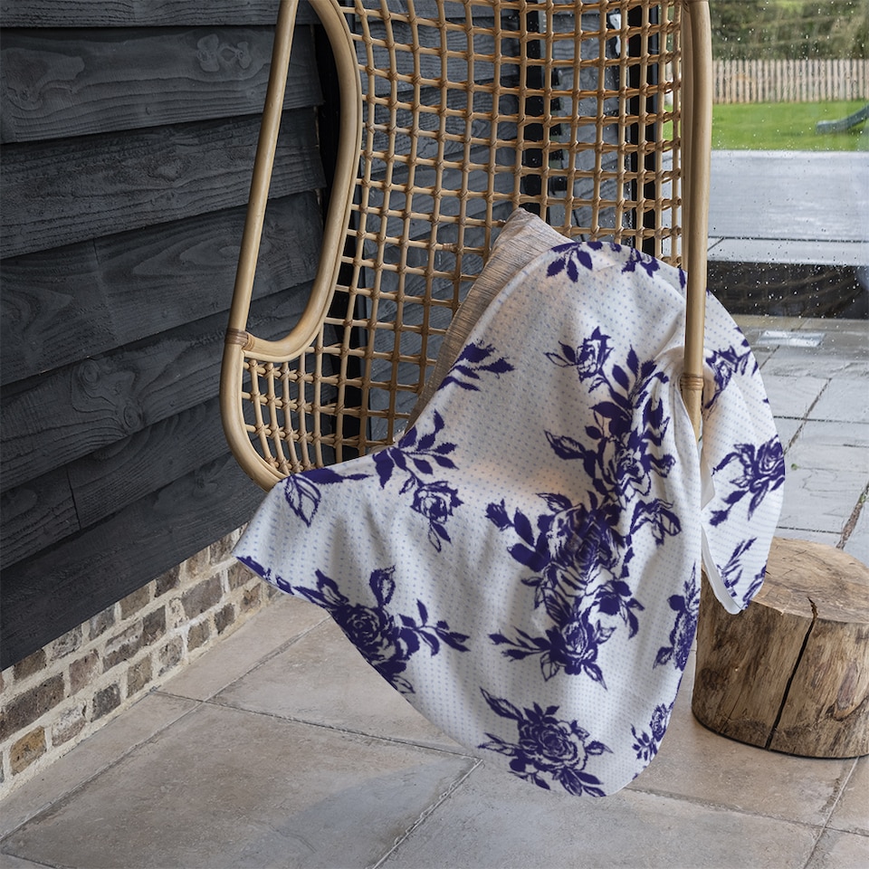 image 1 of Roses Print On Polka Dots Blanket | Multi